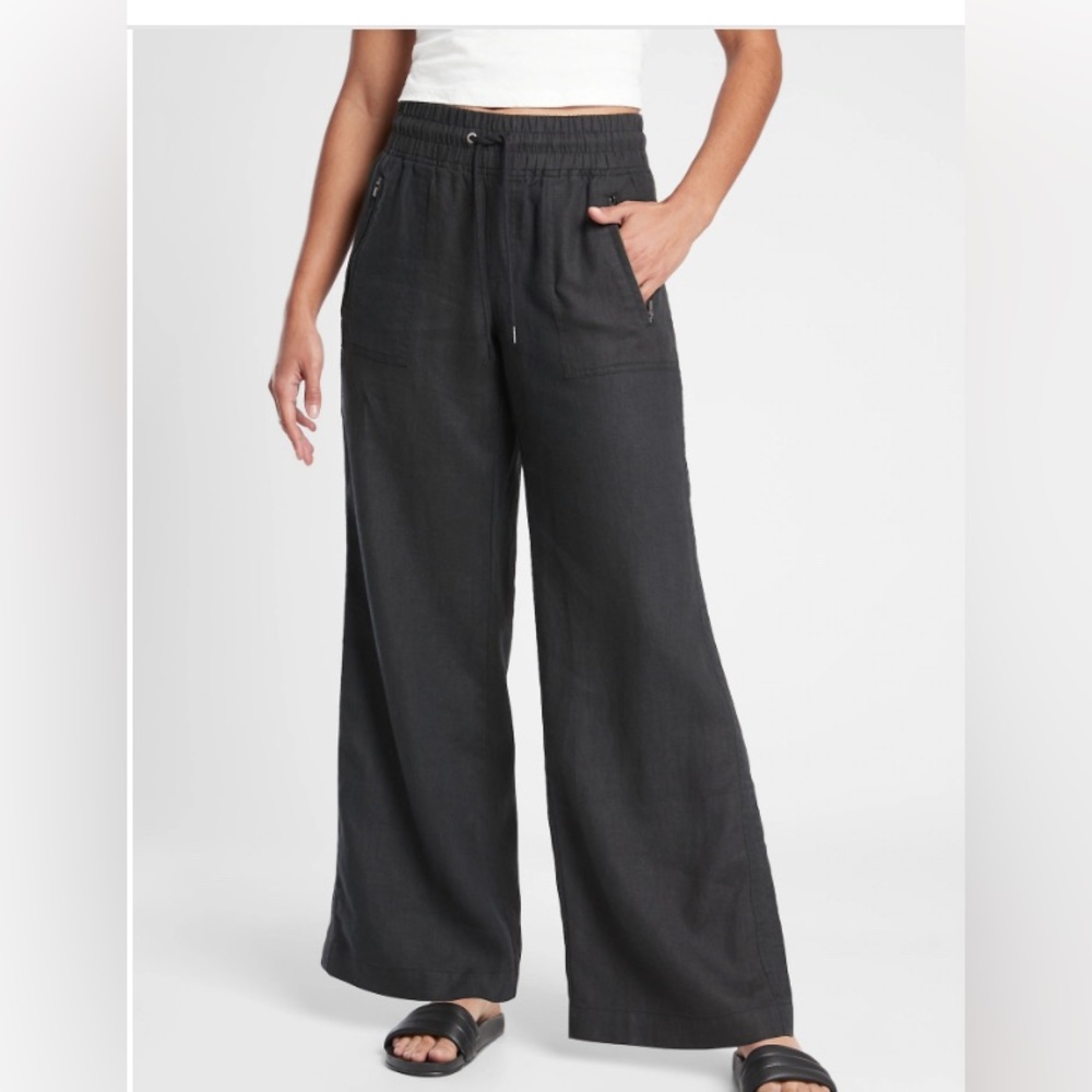 ATHLETA CABO 100% LINEN WIDE LEG PANTS SIZE 8/T